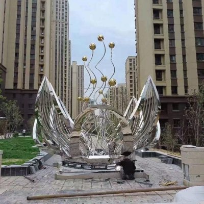 别墅小区公园不锈钢金属植物花朵雕塑 花朵雕塑玻璃钢效果图花园建筑物