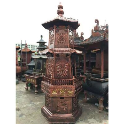 寺庙铸铜祈福景观香炉雕塑 香炉雕塑石雕长型道观铭文