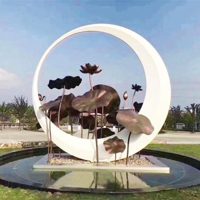 园林广场摆放不锈钢荷塘月色景观雕塑 景观雕塑图片七台河商业街怎么办