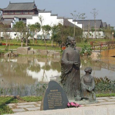 玻璃钢仿铜户外园林景观人物摆件 