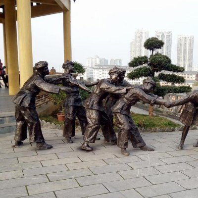 景点户外玻璃钢仿铜少数民族主题情景小品人物 