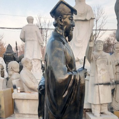 玻璃钢仿铜古代人物雕塑 