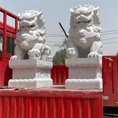 青石石雕镇宅神兽一对庭院门口镇宅招财神兽狮子雕塑 狮子雕塑石雕狮子头厂家大全