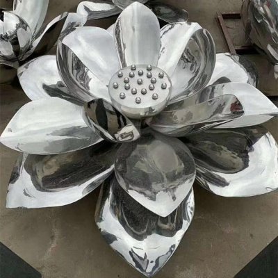 园林景观不锈钢镜面创意莲花雕塑 