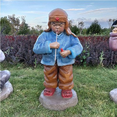 户外园林玻璃钢吹泡泡的儿童景观雕塑 儿童雕塑手工光头作用脑瘫