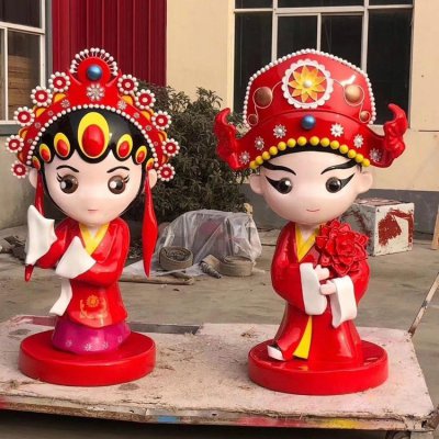 户外花园玻璃钢彩绘卡通戏曲人物景观 戏曲雕塑图片文化园大全舞蹈