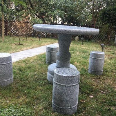 户外园林景观花岗岩石桌石凳雕塑 石桌雕塑石雕造型素材特点