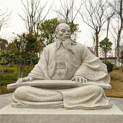 公园摆放砂岩雕刻古代人弹人物雕塑 