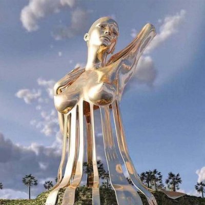 景点户外园林摆放创意不锈钢镜面抽象人物雕像 