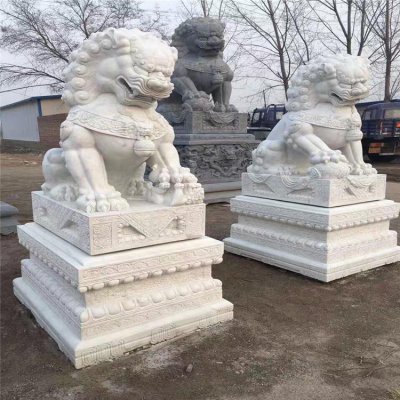 别墅青石石雕镇宅招财一对青石狮子雕塑 狮子雕塑石狮子庭院松石过程