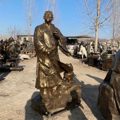 玻璃钢仿铜户外景观古代人物雕塑 