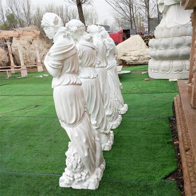 汉白玉石雕美女，西方美女人物雕像 美女雕塑大型人体孔雀人物画