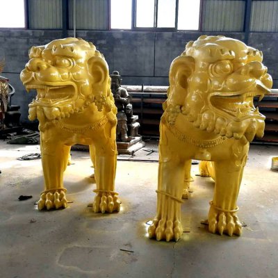 玻璃钢仿铜动物景观狮子雕塑 