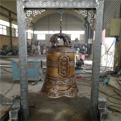 铜雕寺庙祈福铜钟摆件 铜钟雕塑生产厂作用浮雕风水