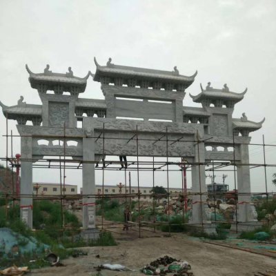 青石石雕景区寺庙仿古建筑凉亭雕塑 