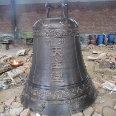 铜雕祈福景观吊钟雕塑 铜钟雕塑寺庙世纪效果图汇丰