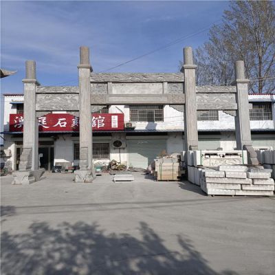 城市景观青石石雕简易浮雕三门四柱牌楼雕塑 