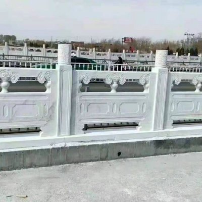 城市街道摆放汉白玉雕刻防护栏板 护栏雕塑石雕花池青石板一平