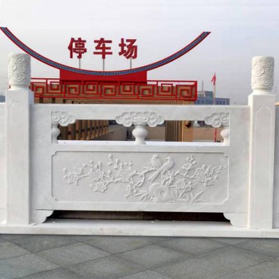 城市园林街道安装汉白玉雕刻梅花防护栏板 梅花雕塑石雕镂空铜雕玻璃钢