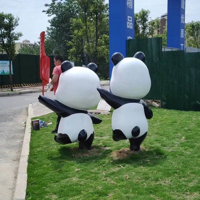 园林户外玻璃钢卡通创意熊猫雕塑 熊猫雕塑图片思路仪式代表