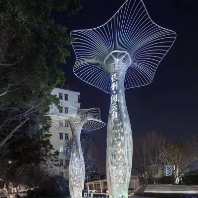 不锈钢金属创意景观抽象植物树雕塑 