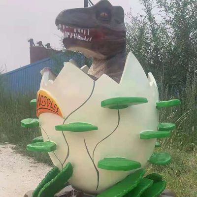 创意景观玻璃钢仿铜破壳的恐龙雕塑 恐龙雕塑制作宝宝泥巴项目