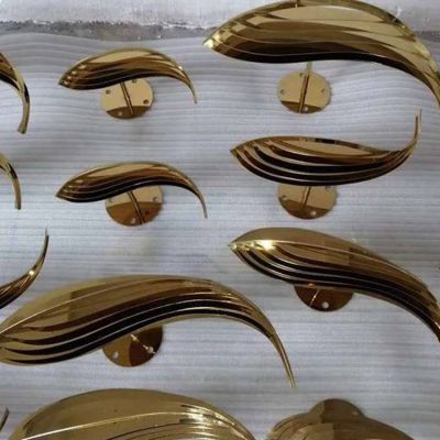 小区酒店会所水景摆放不锈钢抽象鱼群雕塑 鱼群雕塑不锈钢广场桂园圆环
