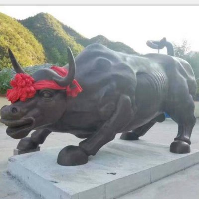 大型动物景观玻璃钢仿铜华尔街牛雕塑 华尔街牛雕塑铜雕来历牛铜地址
