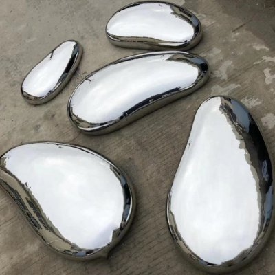 园林公园户外摆放镜面不锈钢石头雕塑 