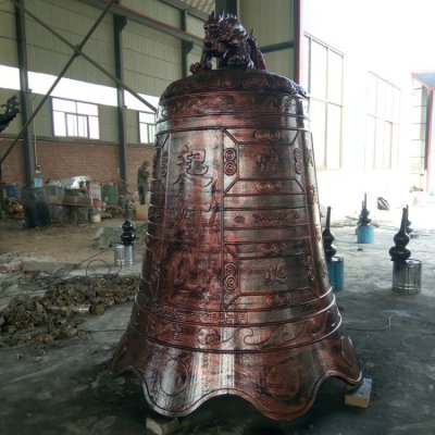 大型祈福纳福铜钟雕塑 铜钟雕塑广场佛堂方形图案