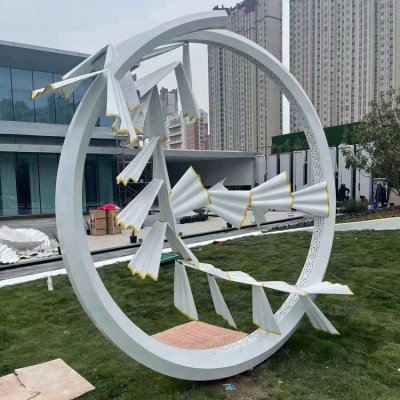 不锈钢净创意景观抽象动物圆环景观雕塑 圆环雕塑厂家波纹小镇花都