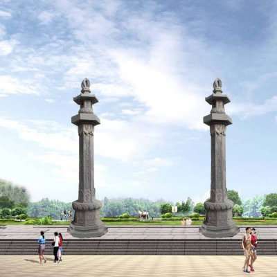 城市广场青石石雕大型景观文化柱雕塑 