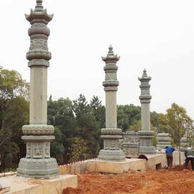户外大型大理石石雕经幢 经幢雕塑石雕专业神殿寺院