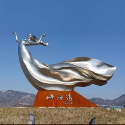 景区景点大型山海情不锈钢抽象女性人物景观装饰摆件 