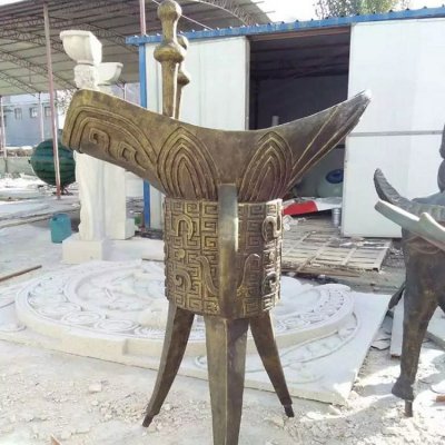 景区摆放玻璃钢仿铜古代喝酒器皿爵景观雕塑 