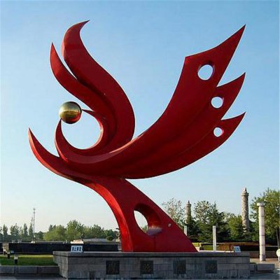 不锈钢金属创意景观抽象凤凰雕塑 凤凰雕塑厂家天下高飞画师