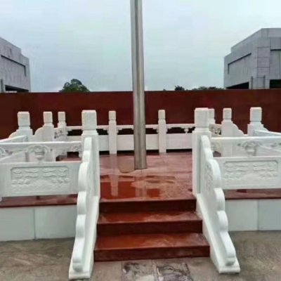 景区广场大型汉白玉青石浮雕祥云护栏升旗台雕塑 旗台雕塑厂家参数模型简易
