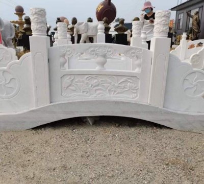 别墅园林造景摆放汉白玉仿古小石拱桥雕塑 