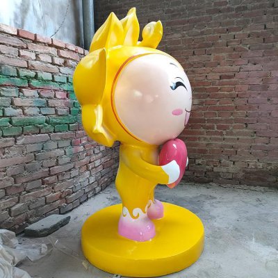 玻璃钢卡通黄色拟人公仔太阳花雕塑 太阳花雕塑教案作品简介风水人像