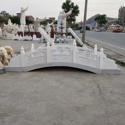 庭院大理石石雕石拱桥流水摆件 