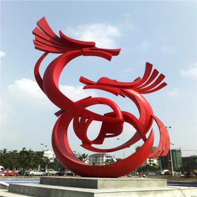 城市广场大型不锈钢金属抽象龙雕塑 