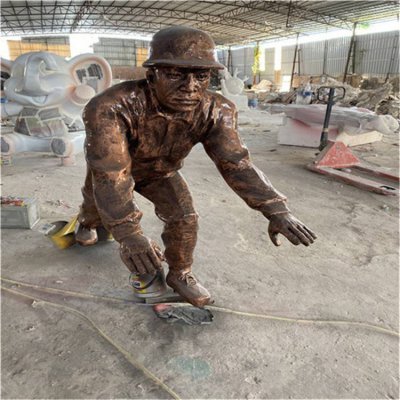 玻璃钢仿铜户外景区玻璃钢人物景观 