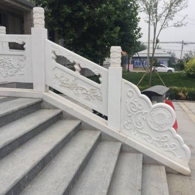 公园台阶安装汉白玉梅兰竹菊栏板 梅兰竹菊雕塑浮雕立体作品高清