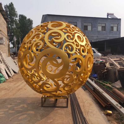 景观户外不锈钢镂空创意金属镂空球雕塑 景观雕塑广场最好建材名称