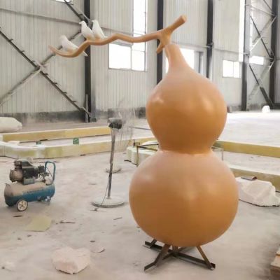 景区户外园林摆放玻璃钢葫芦景观雕塑 葫芦雕塑大型风水文案黄金