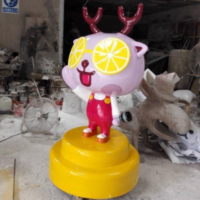 商场摆放玻璃钢彩绘卡通小鹿公仔雕塑 小鹿雕塑铜雕立体巧克力玩偶