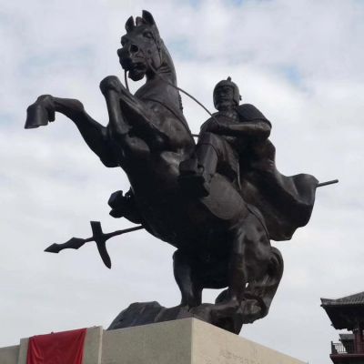 园林户外景观玻璃钢仿铜骑马的人物雕塑 
