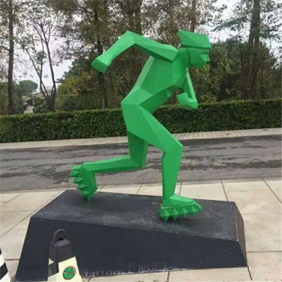 园林广场不锈钢几何抽象玩轮滑的运动人物雕塑 