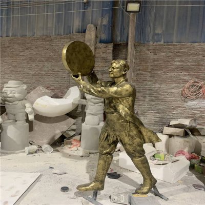 景点户外摆放仿铜少数民族人物小品雕塑 