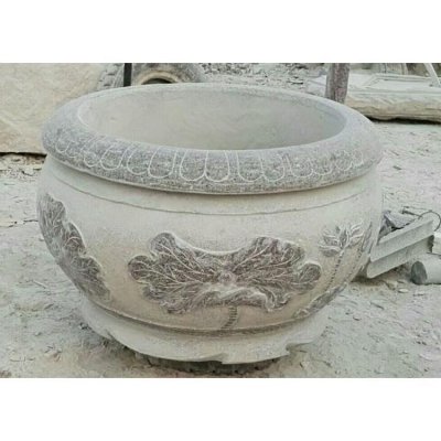 庭院仿古做旧养鱼种花青石水缸雕塑 